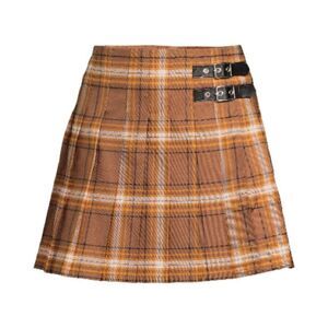 Womens Juniors Denim Pleated Plaid Mini Skirt Size XS (1)